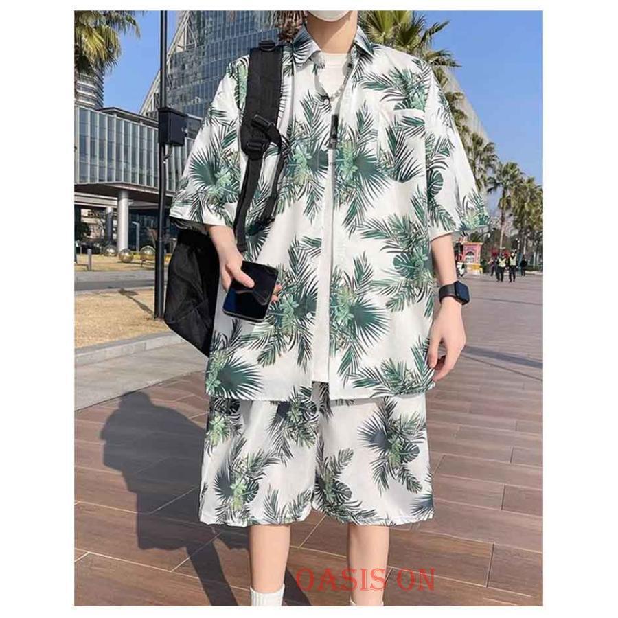 アロハシャツ　ショートパンツ 夏 ハーフパンツ アロハシャツ 半袖 ショートパンツ 上下セット