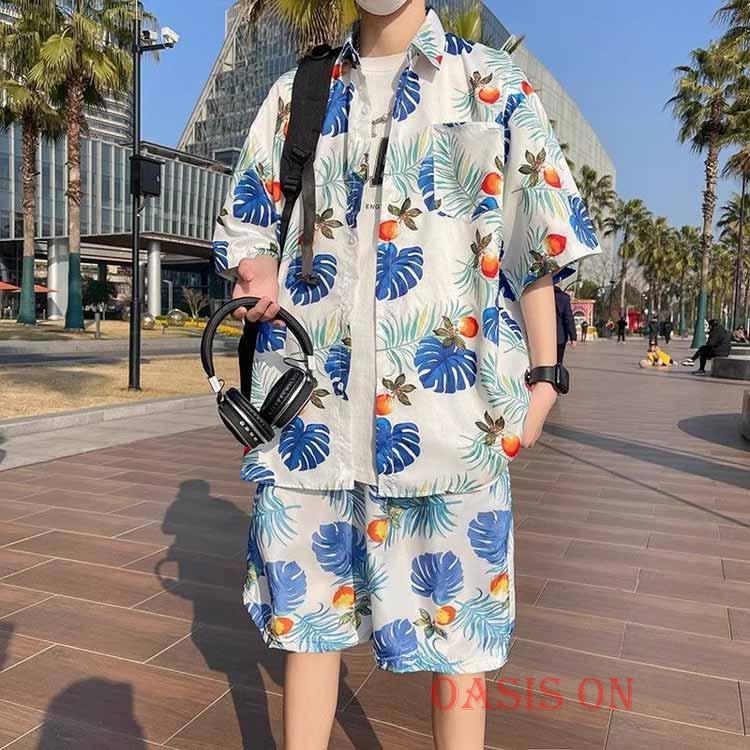 アロハシャツ　ショートパンツ 夏 ハーフパンツ アロハシャツ 半袖 ショートパンツ 上下セット