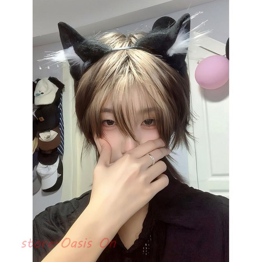 ウィッグ ショート ウルフ 自然 フルウィッグ イケメン 男装 メッシュ