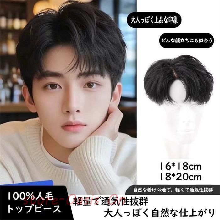 半額メンズウィッグ／トップピース｜プロ美容師が似合わせカットまで対応』 トップピース ウィッグ メンズ 短髪 巻き毛 自然 人毛 かつら 男性用
