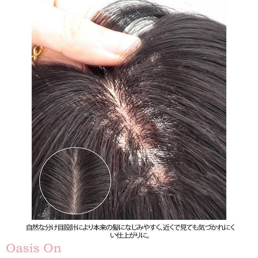 ピンなし 頭頂部 ウィッグ トップヘアピース 白髪隠し 前髪ウィッグ