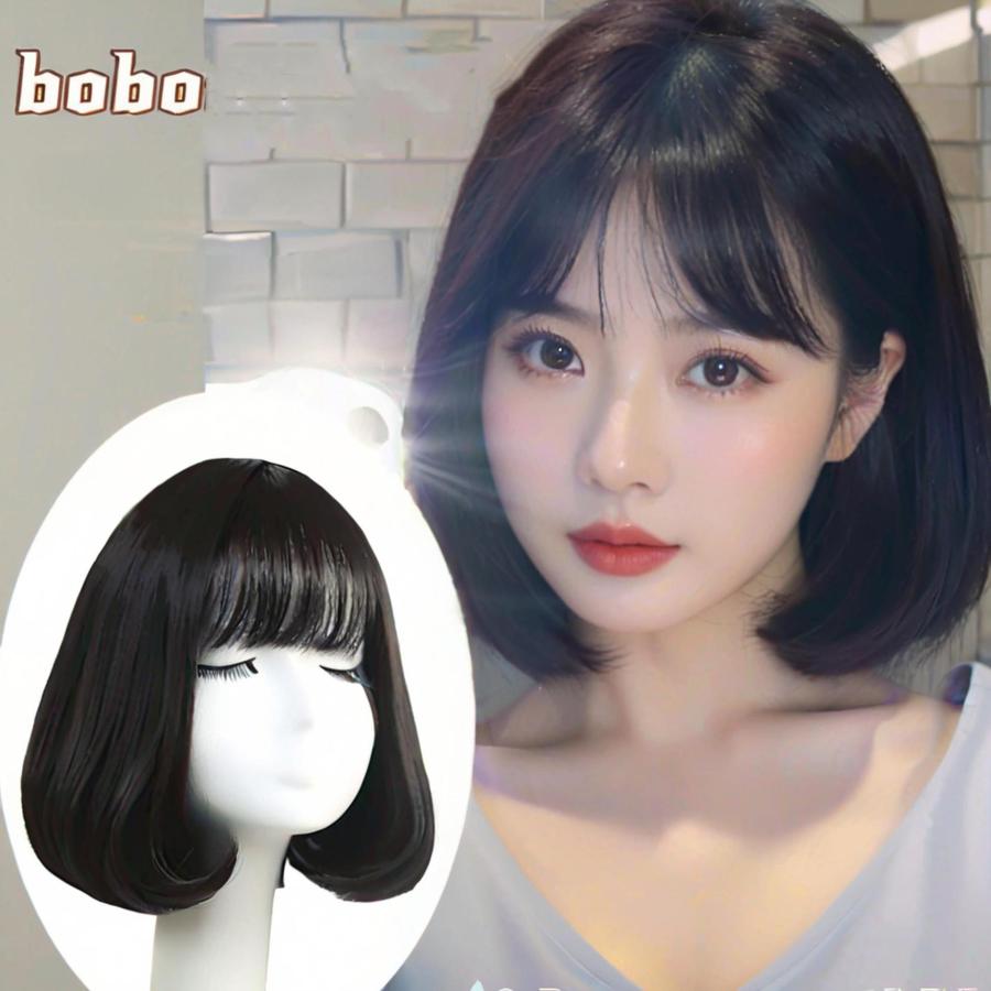 人毛ウィッグ 人毛100％ フルウィッグ ショート ボブ ミディアム