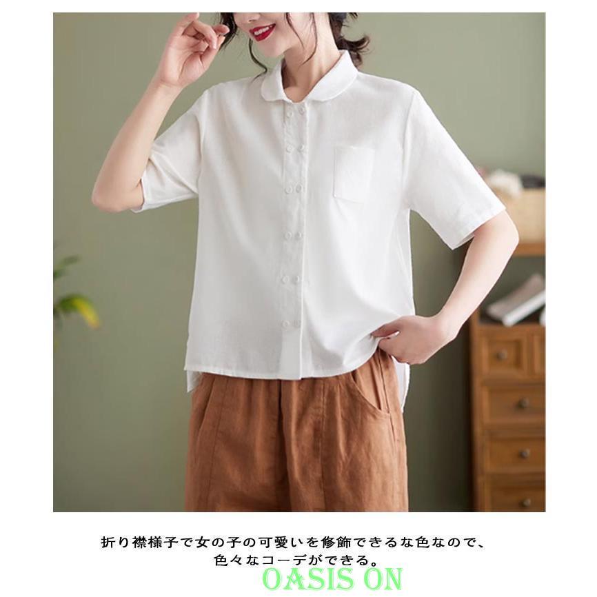 ブラウス シャツブラウス 半袖シャツ シャツ 半袖 ダブルボタン 