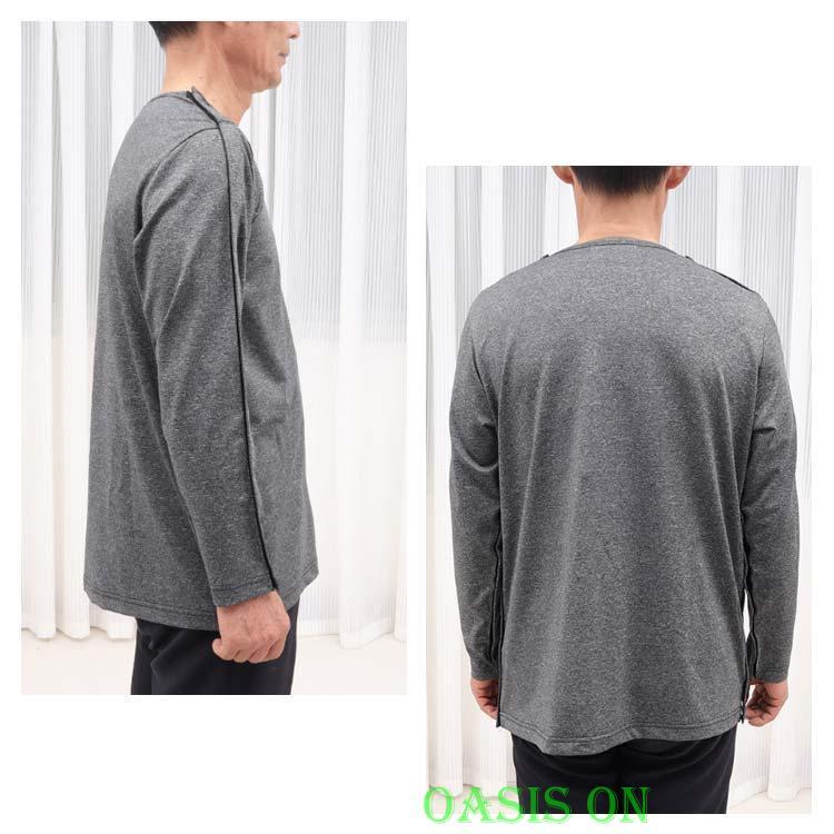 介護服 メンズ 介護用品 tシャツ シニア 半袖 骨折 全開タイプ 入院服