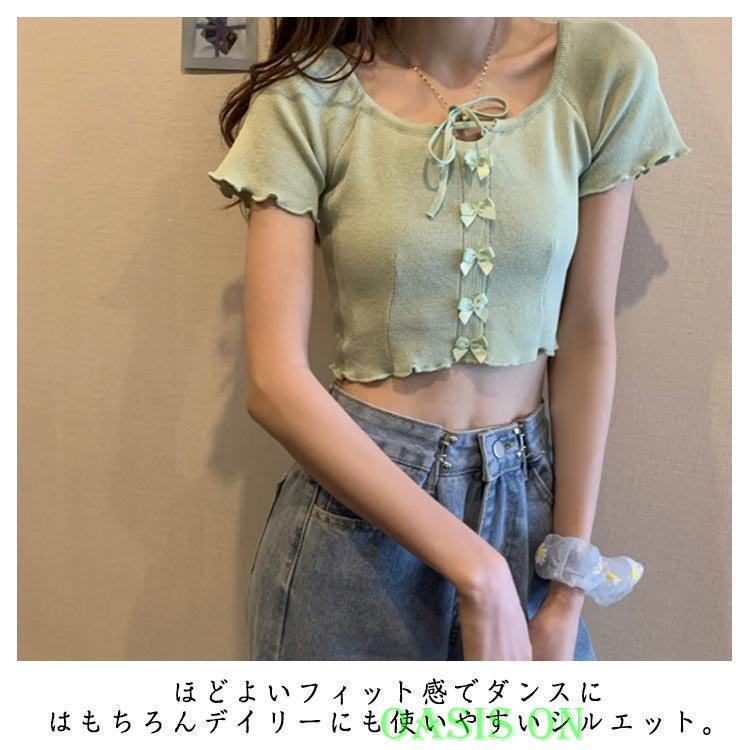 半袖tシャツ クロップド丈 カットソー 夏服 夏 Tシャツ キュート