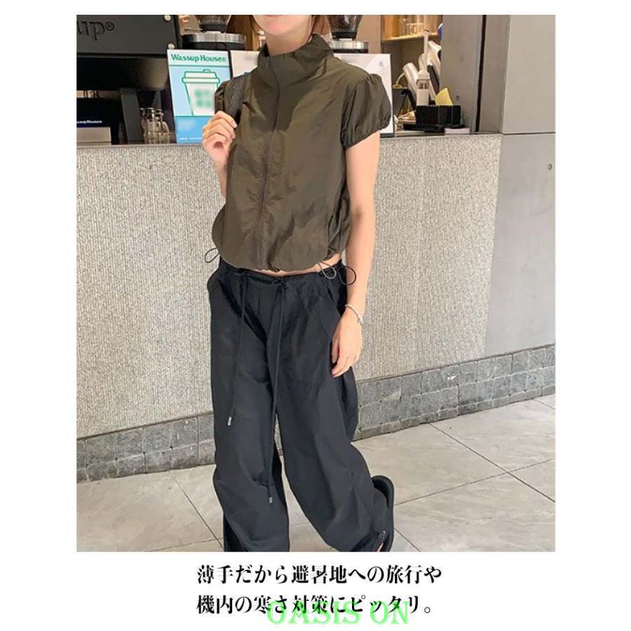 半袖 ベスト 前開き フード付き トップス 涼しい 春夏 レディース 半袖