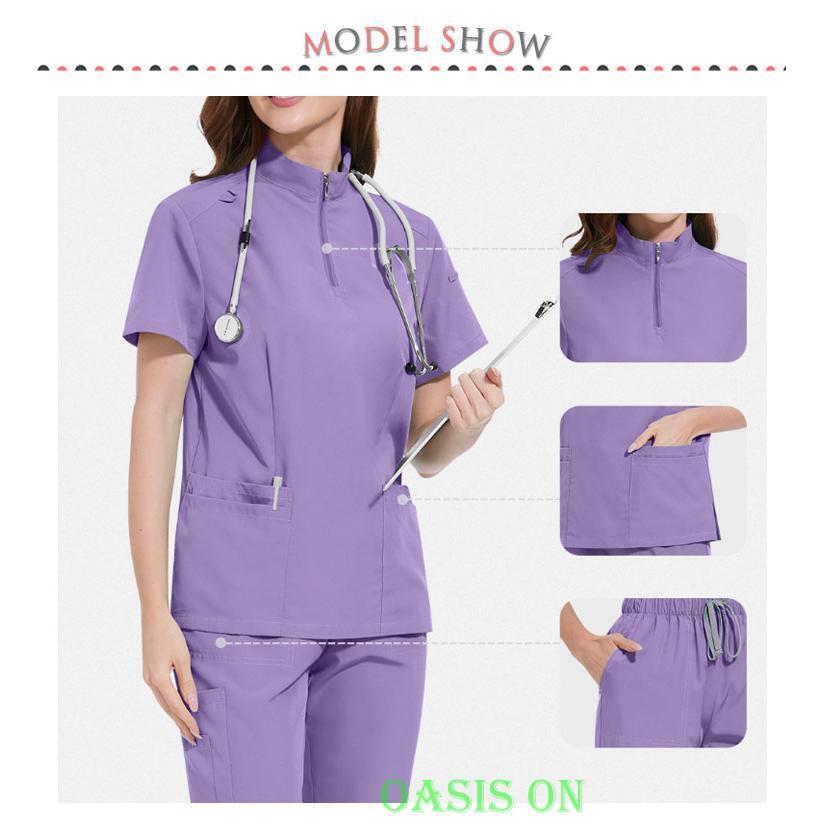 新品未使用　トリンプ　ナース服　上下セット　看護　M 上下セット 立ち襟 半袖 スクラブ ナース 看護師 女性用 ナース服