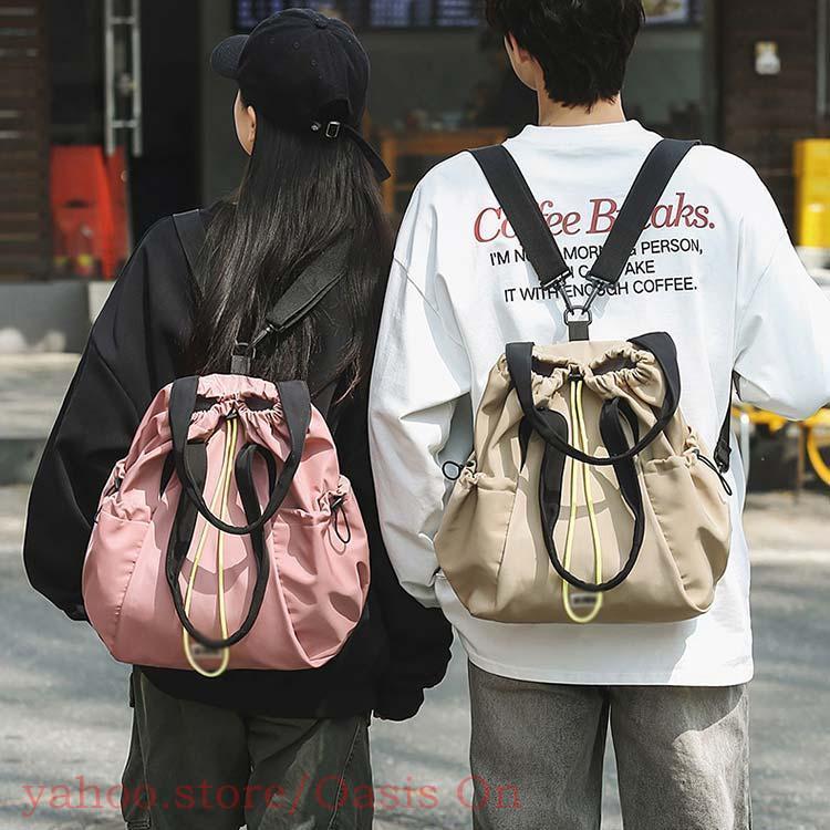 トートバッグ 巾着バッグ リュック 2way チャーム付き ナイロンバッグ