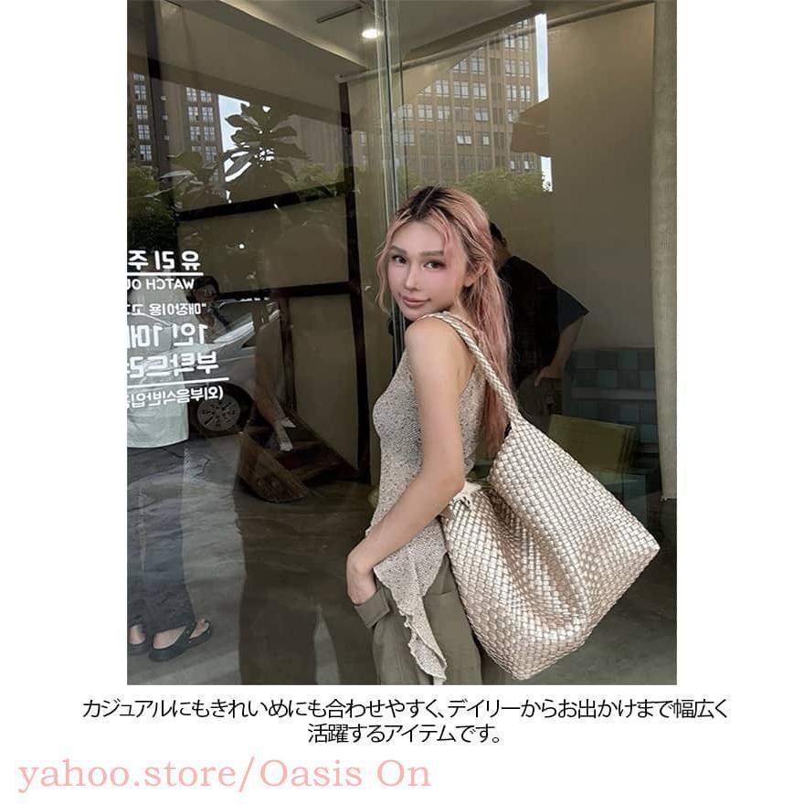 メッシュ編み込み ハンドバッグ ベージュ トートバッグ Koveryベージュ 