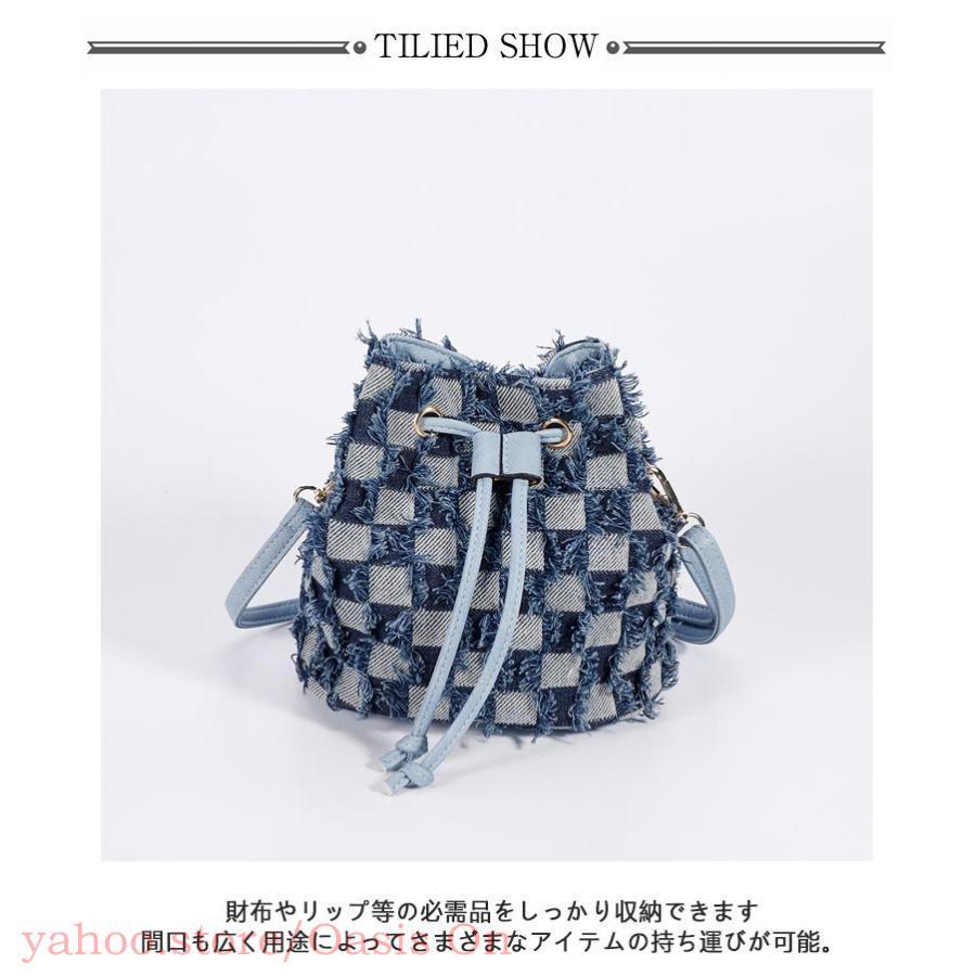 デニムバッグ 巾着バッグ デニム ショルダーバッグ レディース