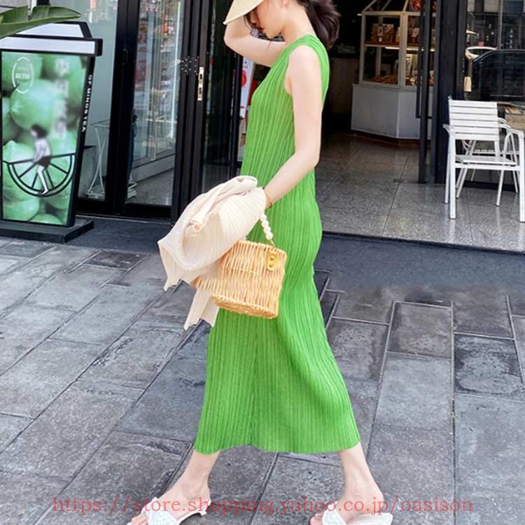 ロング ワンピース プリーツ 夏ワンピ レディース プリーツワンピース