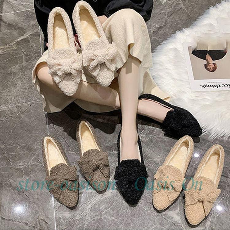 レディース モカシンシューズ スリッポン ファーシューズ パンプス