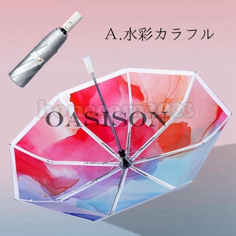 晴雨兼用 折り畳み 傘 ボタン式 自動開閉 撥水 UPF + UVカット 日傘