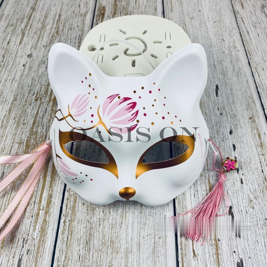 お祭り狐お面 お面 狐面 半面 鈴付き 3枚セット きつね 和風 仮装 仮面 お祭り