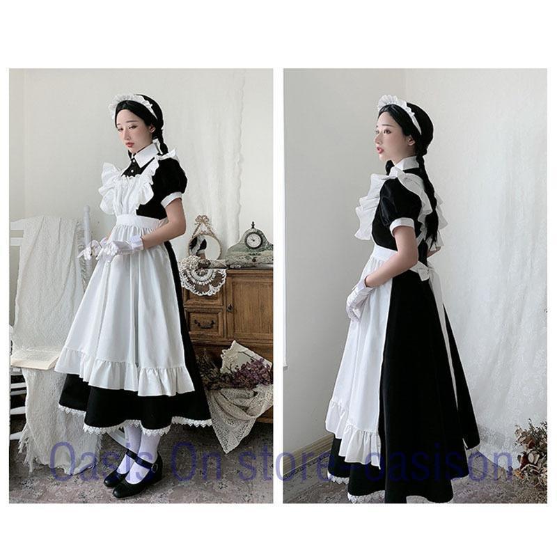 メイド服 ロング コスプレ衣装 長袖 エプロン クラシカル ロイヤル
