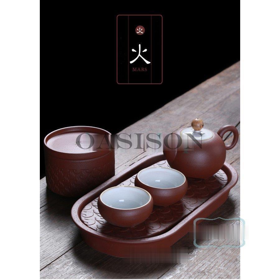 中国徳化陶磁器五行茶道具セット金木水土火 急須＊1 コップ＊2旅行