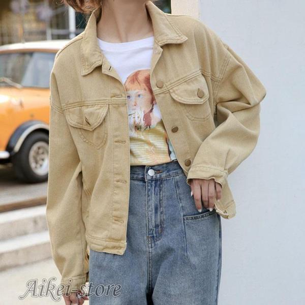デニムジャケット レディース 春秋 Gジャン 無地 ゆったり 合わせ