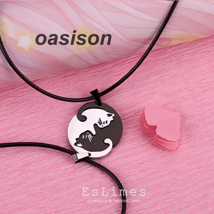 ねこ様　　　✨超特大✨❤️アンティークオランダベア❤️74cm アンティークベア ペアネックレス ステンレス 猫 ねこ ネコ 4SUP060GO&4SUP060BK