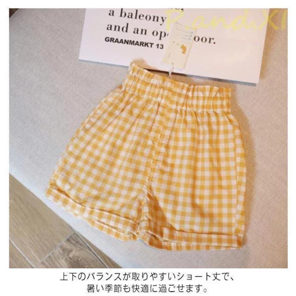 チェック柄 ガールズ 女の子 ハーフパンツ ボトムス 春 ドット柄