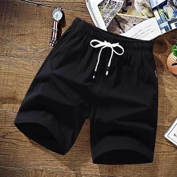 ハーフパンツ 綿麻パンツ リネンパンツ ショートパンツ メンズ 無地 膝