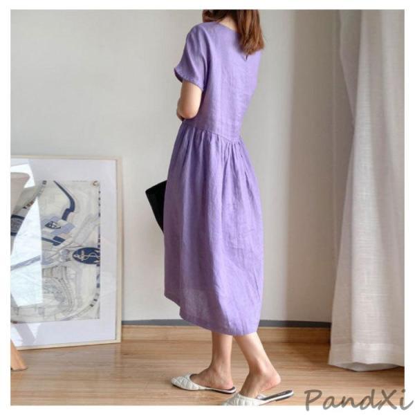 大きいサイズワンピース ナチュラル 服 綿素材ロングワンピース