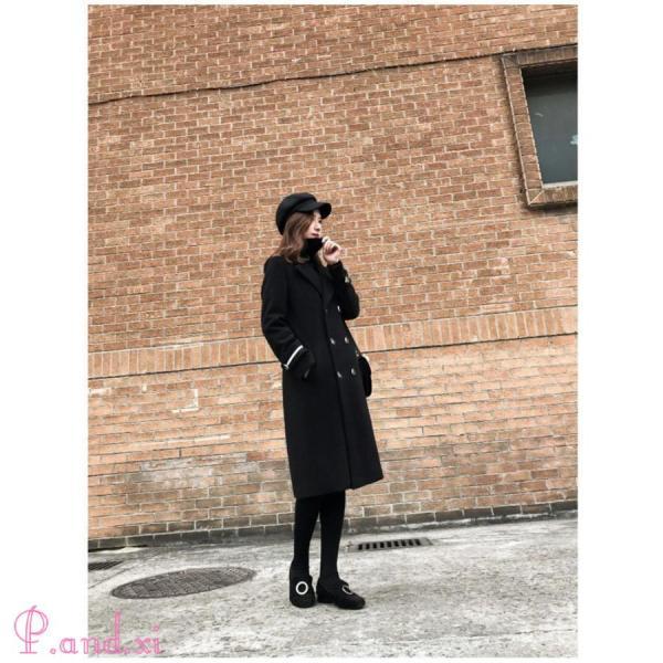 ラシャコート レディース ダブルブレスト ベルト付き 厚手 ラシャ