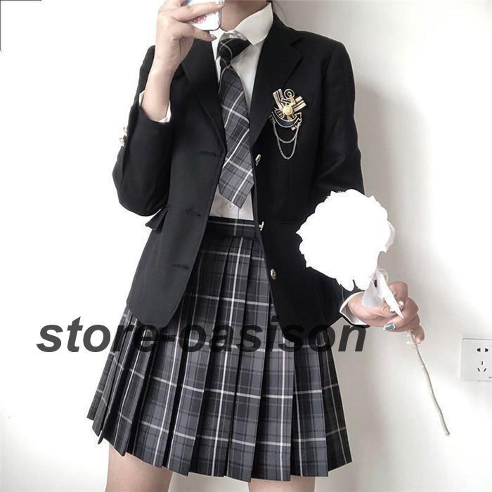 制服 女子高生 5点セット ブレザー スカート シャツ ネクタイ バッジ