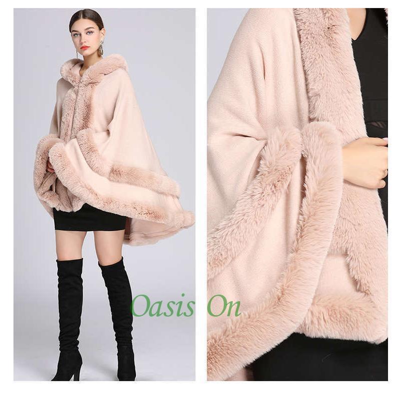 アウター フード付きポンチョ マント ボレロ ファーコート ファー 襟