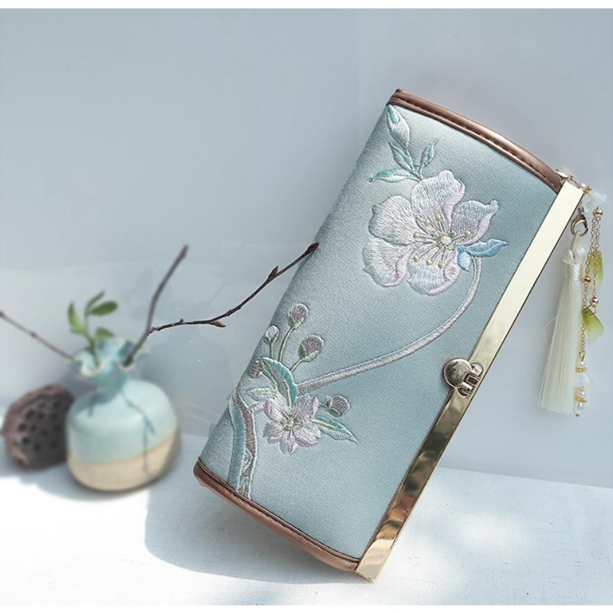 長財布 レディース 財布 和風 刺繍 ロングウォレット 二つ折り 花柄