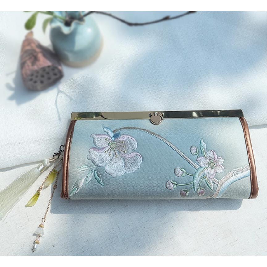 長財布 レディース 財布 和風 刺繍 ロングウォレット 二つ折り 花柄