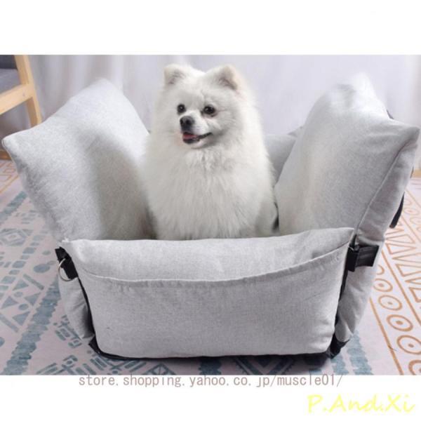 3way ドライブボックス 小型犬 中型犬 クッション 犬 車用 ドライブベッド 座席シート ドライブシート ペットベット 柔らかい 飛び出し防止 簡単取付の画像