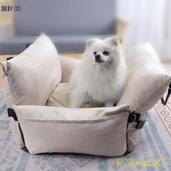 3way ドライブボックス 小型犬 中型犬 クッション 犬 車用 ドライブベッド 座席シート ドライブシート ペットベット 柔らかい 飛び出し防止 簡単取付の画像