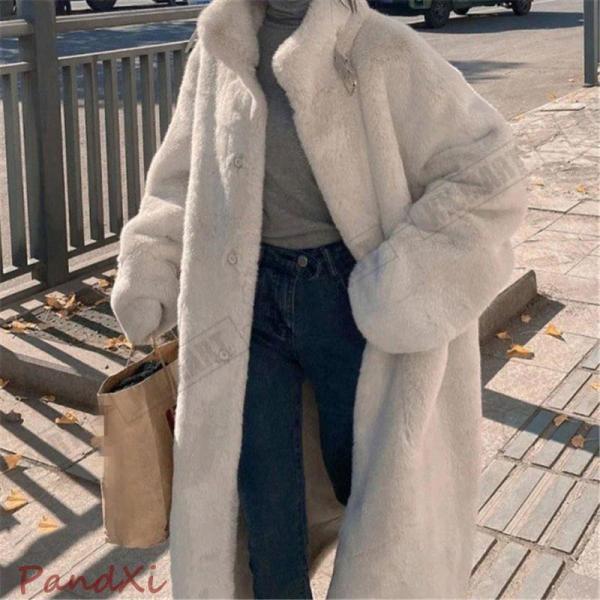 ファーコート ロングコートフェイク フェイクファー 立襟 ファー