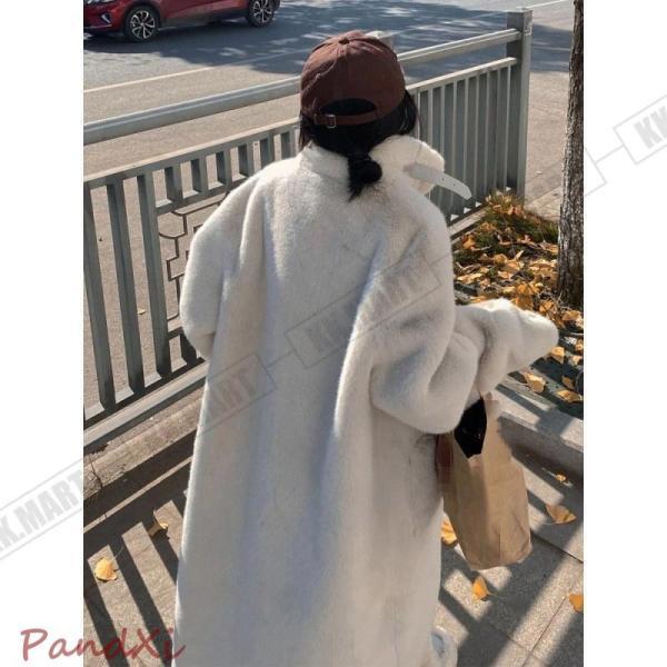 ファーコート ロングコートフェイク フェイクファー 立襟 ファー