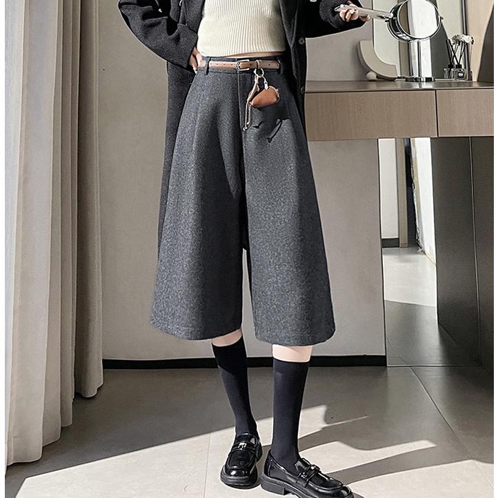 ワイドパンツ ガウチョパンツ ボトムス レディース ラシャ ウール混
