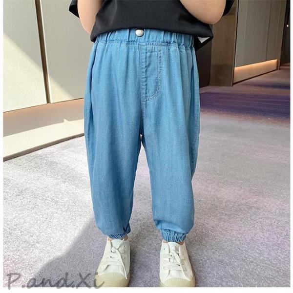 男児 サルエルパンツ デニム調 長ズボン 夏 男の子 サマーパンツ