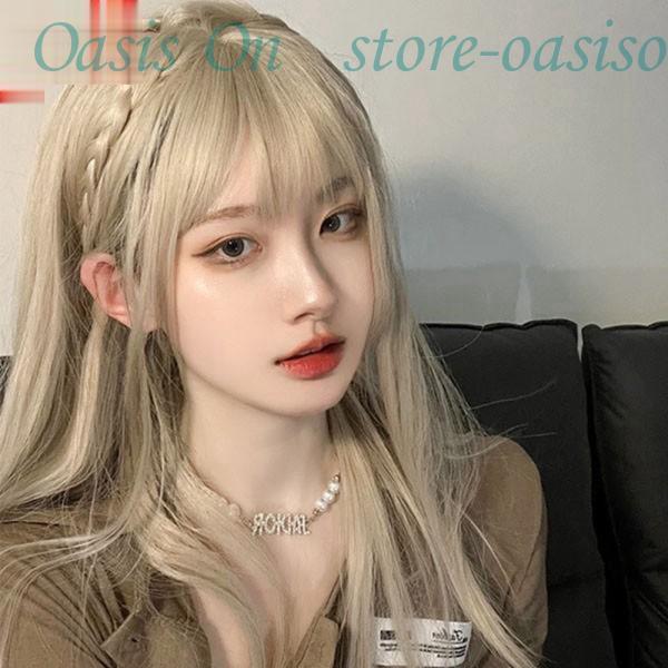 ウィッグ フルウィッグ ゴールド ロング ストレート ロングウィッグ