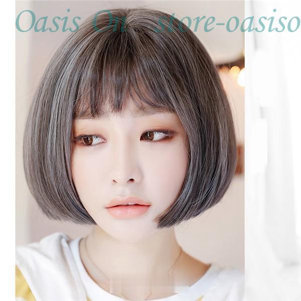 フルウィッグ ボブ ショート レディース グレー 4カラー 超自然