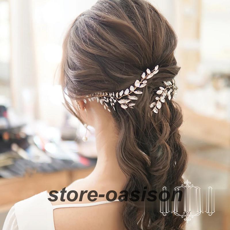 ウエディングヘッドドレス ウェディング 花嫁 クリスタル ラインストーン ヘアピン 結婚式 披露宴 ブライダル 二次会 前撮り パーティー 演奏会 発表会 イベント | ブランド登録なし