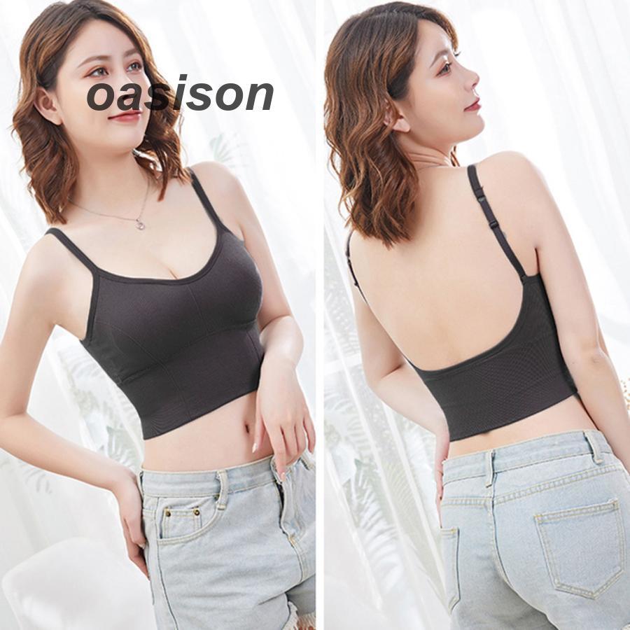 リブキャミソール レディース Uオープンバック インナー カップ付き ショート丈 下着 タンクトップ ベアトップブラ 春夏 | ブランド登録なし | 02