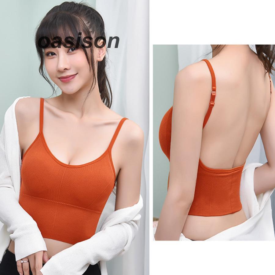 リブキャミソール レディース Uオープンバック インナー カップ付き ショート丈 下着 タンクトップ ベアトップブラ 春夏 | ブランド登録なし | 04