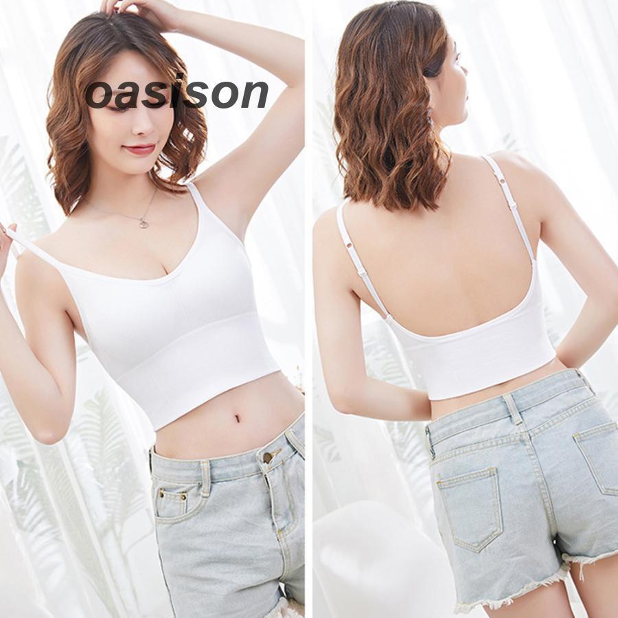 リブキャミソール レディース Uオープンバック インナー カップ付き ショート丈 下着 タンクトップ ベアトップブラ 春夏 | ブランド登録なし | 05