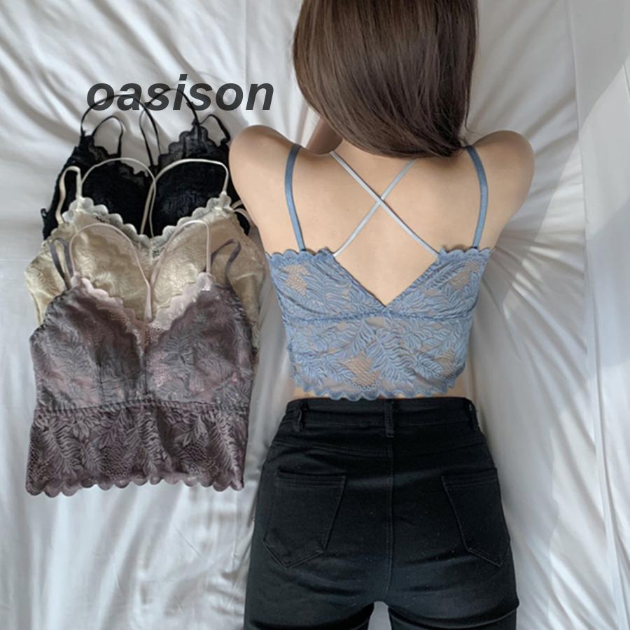 総レースキャミソール Vネック チラ見せ インナー パッド付き ショート丈 ノンワイヤー 韓国風 春物 透け バックレース | ブランド登録なし | 11