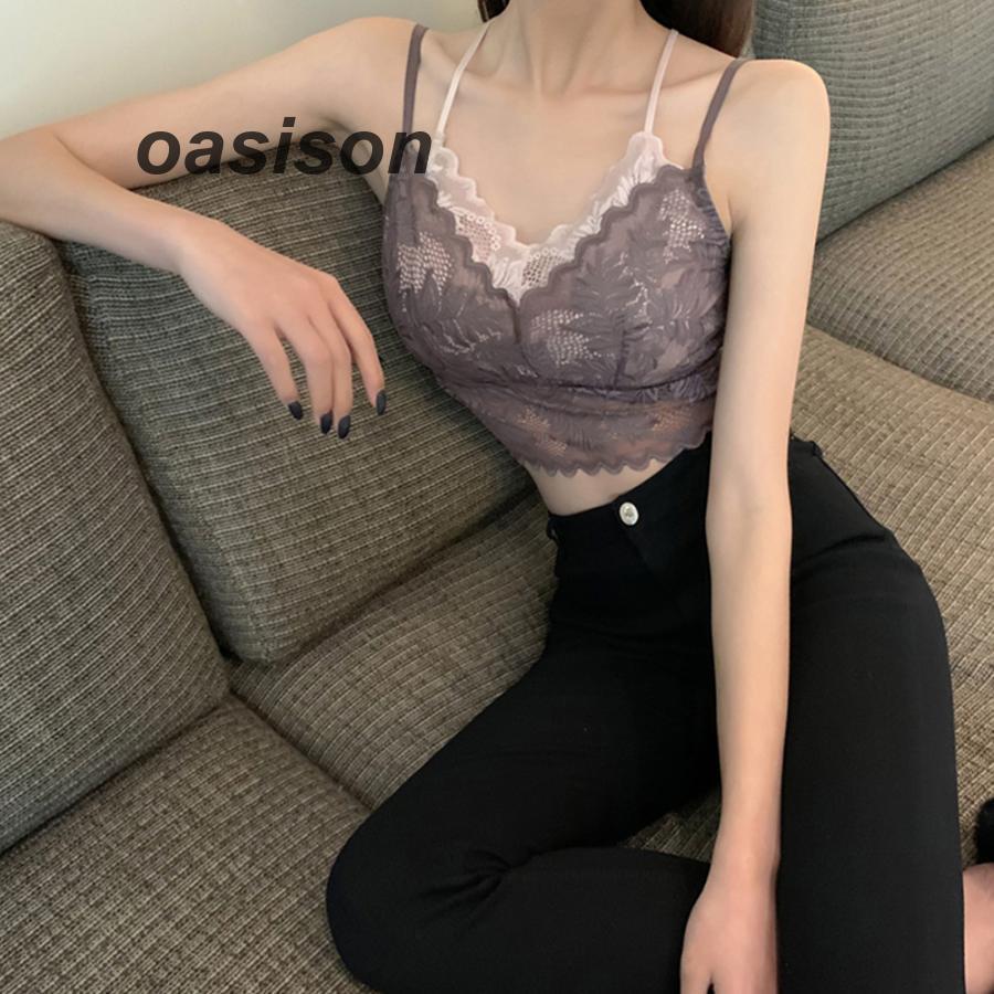総レースキャミソール Vネック チラ見せ インナー パッド付き ショート丈 ノンワイヤー 韓国風 春物 透け バックレース | ブランド登録なし | 15