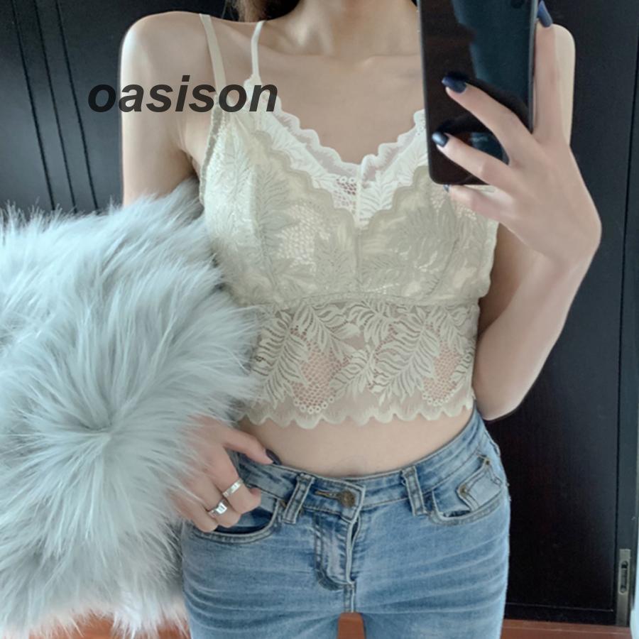 総レースキャミソール Vネック チラ見せ インナー パッド付き ショート丈 ノンワイヤー 韓国風 春物 透け バックレース | ブランド登録なし | 17