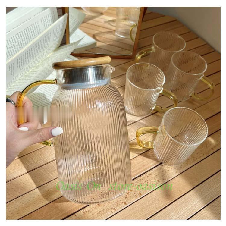 ガラス ピッチャー 耐熱 1200ML 1600ML 大容量 水筒 おしゃれ 北欧