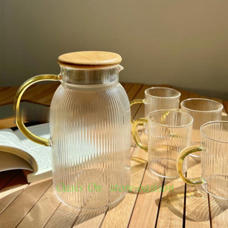 ガラスピッチャー 冷水ポット 6個セット ゴールド蓋 楽天市場】耐熱