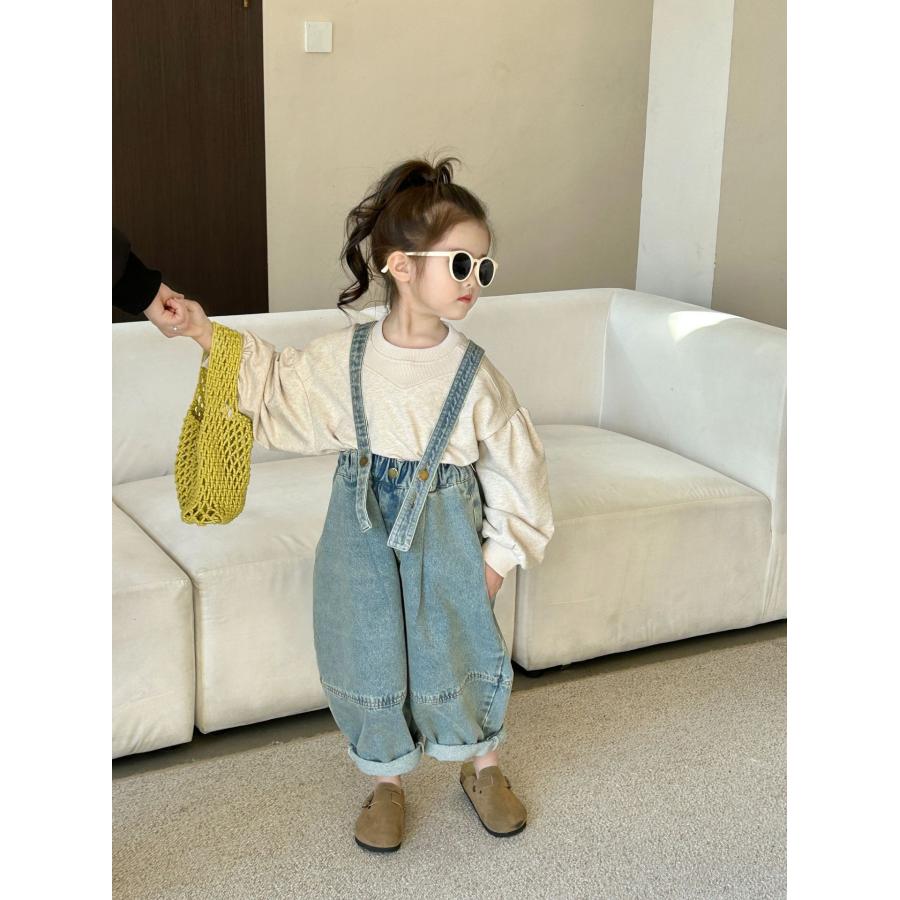 デニム サロペット オーバーオール キッズ ジュニア 子供服 ダメージ 