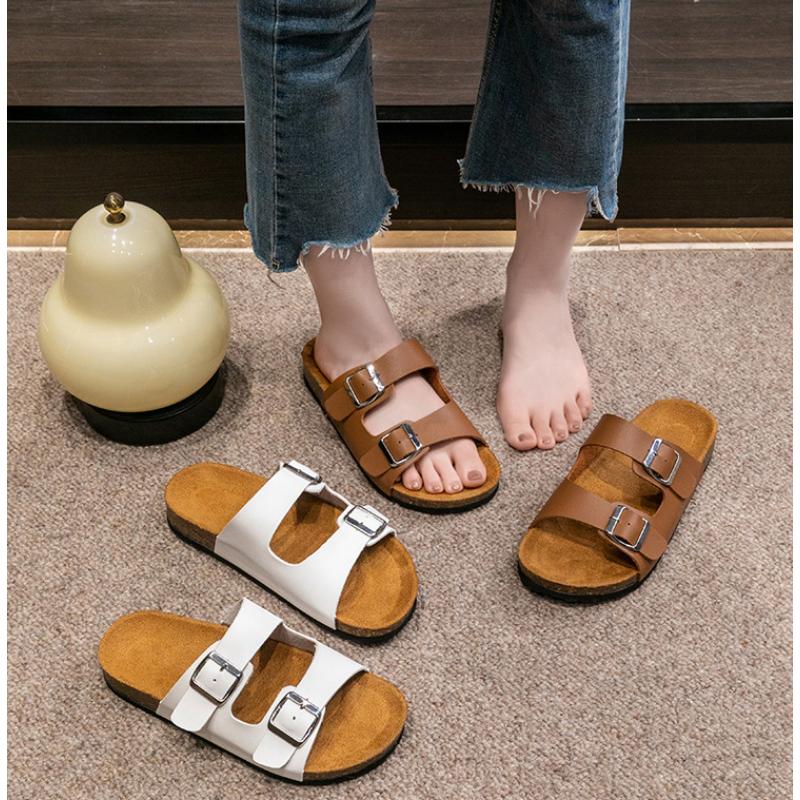 美品⭐︎ SLIPPER ビーチサンダル 白×ブラウン⭐︎メンズサイズ9 サンダル メンズ レディース 男女兼用 フラット ビーチサンダル コルク