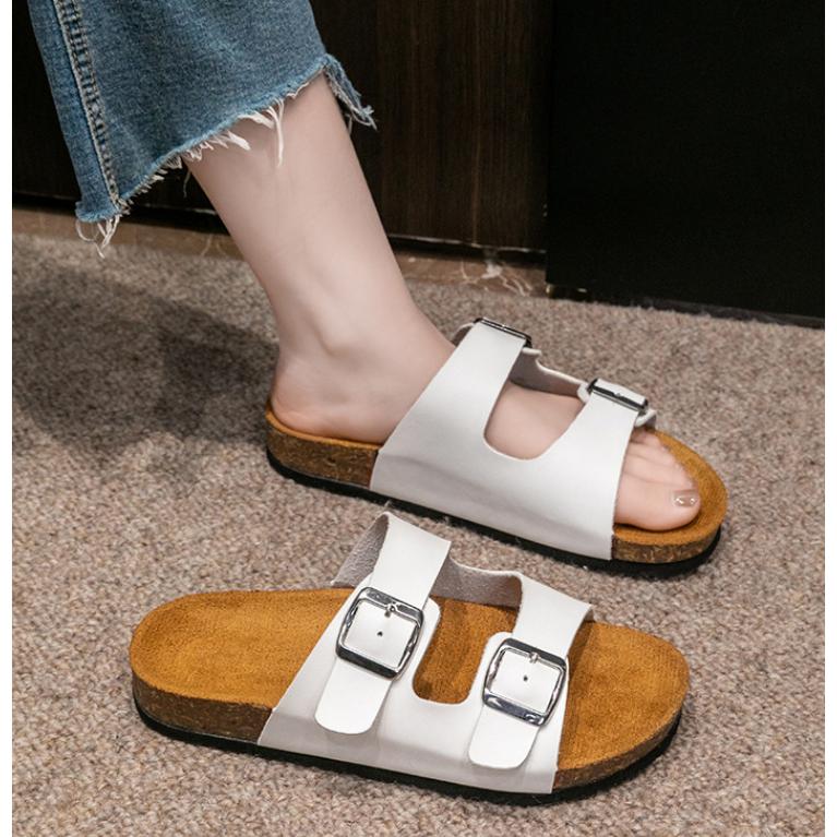 美品⭐︎ SLIPPER ビーチサンダル 白×ブラウン⭐︎メンズサイズ9 サンダル メンズ レディース 男女兼用 フラット ビーチサンダル コルク